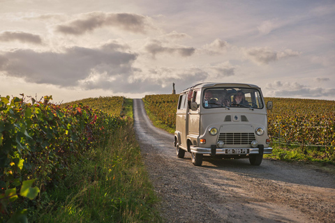 From the vines to the Champagne glass with a vintage car The heart of the Champagne region