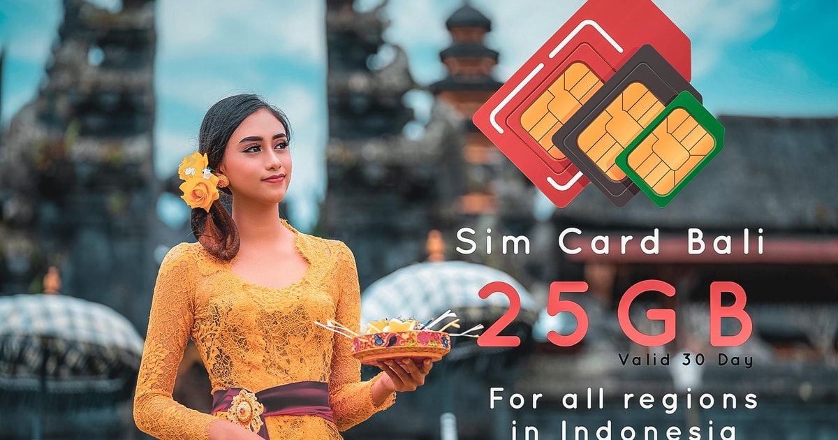 Bali Simkaart & eSIM Data 25 GB Voor alle gebieden in Indonesië GetYourGuide