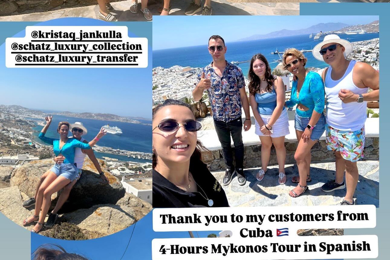 Visite de 4 heures à Mykonos en espagnol4 heures de visite de Mykonos en anglais