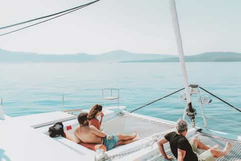 Santorini: Luxury Small Group Catamaran w/ Meal & Open Bar