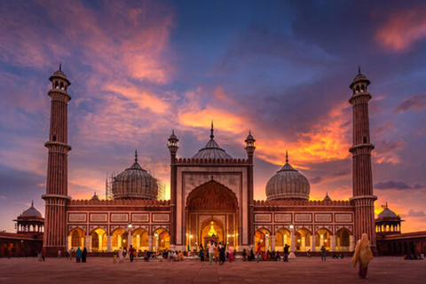 Vieja Delhi: Chandni Chowk, degustación de comida y paseo en Tuk TukCoche, guía turístico, entradas a monumentos, comida callejera y tuk tuk