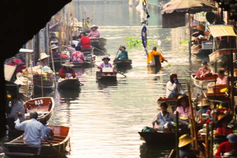 Bangkok : Visite d'une journée des marchés flottants et ferroviaires avec tour en bateauVisite privée du marché flottant et du marché du train avec guide et tour en bateau
