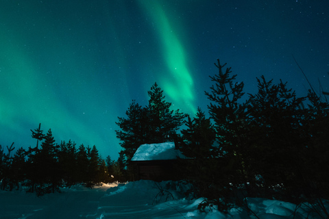 Levi: En busca de la aurora boreal en trineo con moto de nieveLevi: Búsqueda de auroras boreales en trineo de motos de nieve