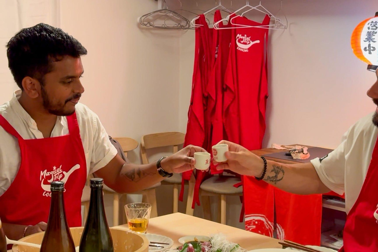 Osaka : Cours de cuisine et dégustation de saké avec visite du marché local