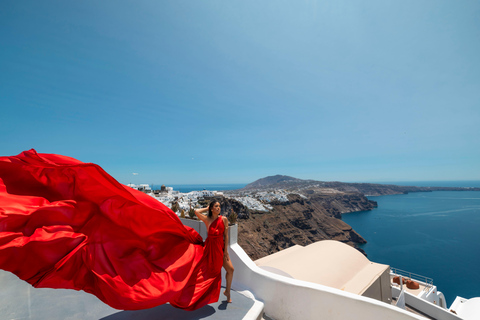 Flying dress Photoshoot in Santorini with Hotel Pickup