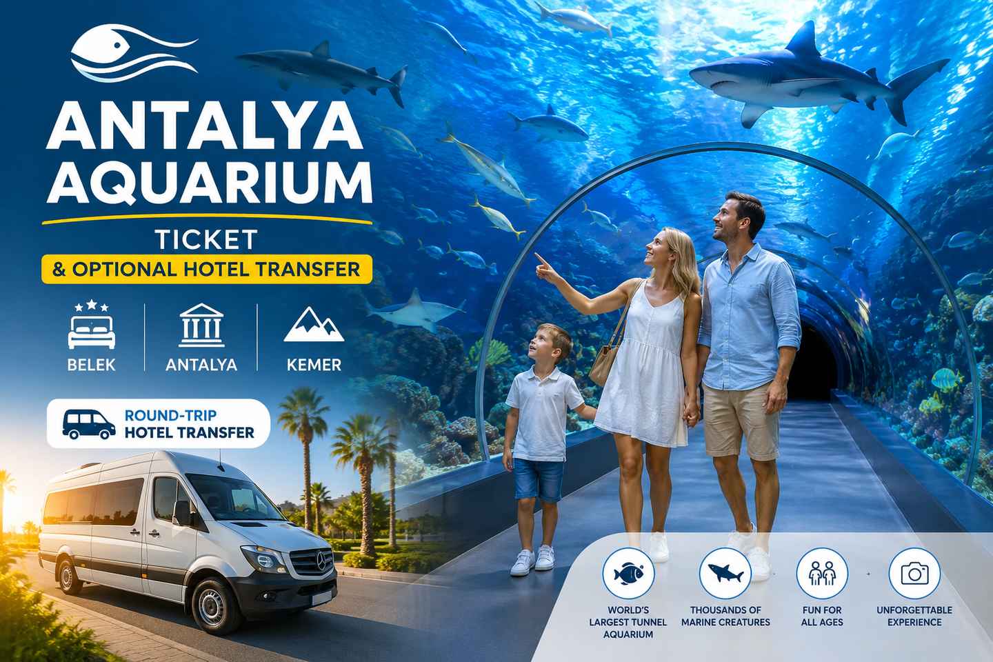 Antalya Aquarium: Ticket & Optional Hotel Transfer - Only Ticket
