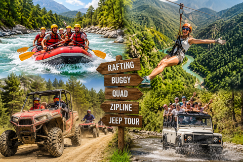 Antalya/Side: Rafting, Quad, Buggy, Zipline, w/Lunch Ultimate 4-in-1 Adventure: Rafting, Jeep, Buggy & Zipline