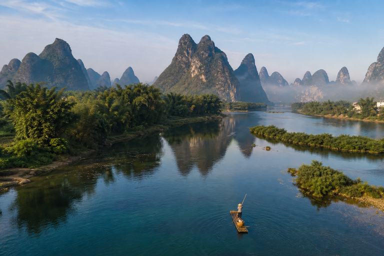Yangshuo Ticket: Ruyi Peak, Silver Cave, Yulong River & More Li River Bamboo Raft Round Trip with Shuttle