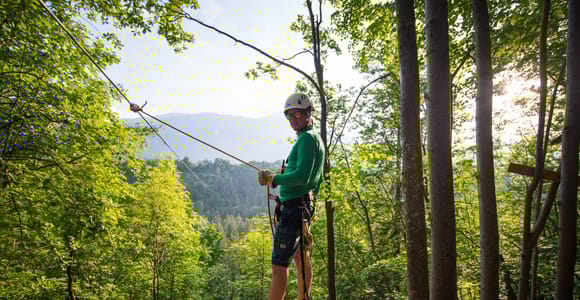 Bled: Europas längste Zipline-Abenteuer über den Fluss Dolinka Bled: Europas längste Zipline-Abenteuer über den Fluss Dolinka