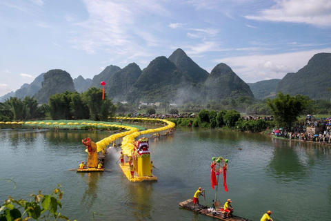 Yangshuo: Yulong River Nighttime Bamboo Raft Ride-8 Seats
