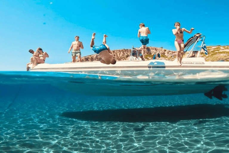 Dal porto di Faliraki: Tour in motoscafo con snorkeling e grotte