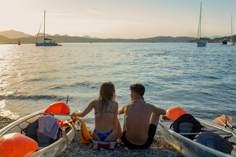 Golfo Aranci: transparent or traditional kayak, dolphins, and aperitif Sunset Tour in a Traditional Kayak with Aperitivo and Dolphins