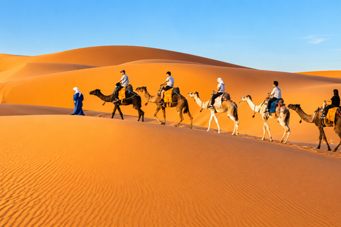 From Fes: 3-Day Merzouga Desert Tour to Marrakech Standard Desert Camp Experience (Shared Facilities)