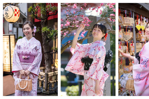 Tokyo: Asakusa Kimono Rental with Hairstyling and Makeup Kimono (Yukata) Experience Package (Men & Children Only)