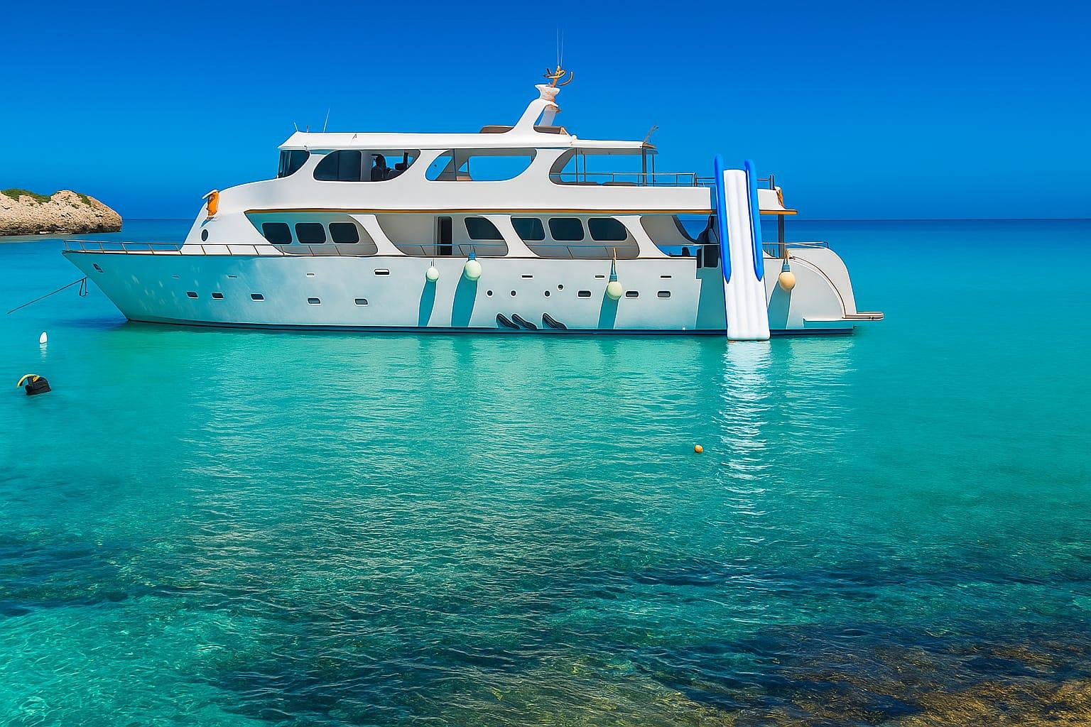 Protaras: Familienyacht. Turtle Bay mit Rutsche, Barbecue & 1 Getränk