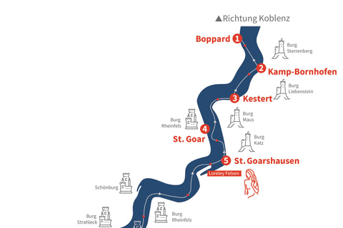 Romantic Castles Boat Tour along the Vineyards to Rüdesheim Romantic castle boat tour along the vineyards to Rüdesheim