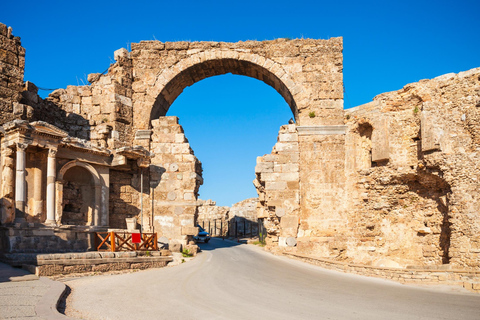 Antalya: Perge Aspendos Side Guided Tour with Waterfall Group Guided Tour without Entrance Tickets