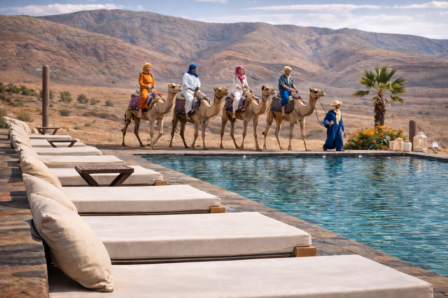 Marrakesch: Agafay-Wüste – Kamelreiten, Pool & Mittagessen (Tagesausflug)