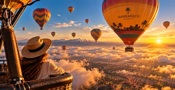 Marrakech: globo al amanecer, desayuno en la azotea y certificado