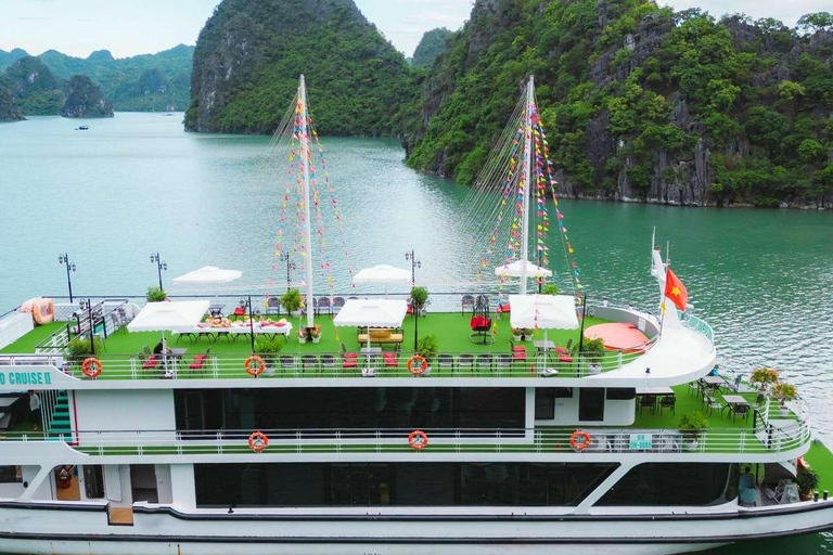 Hanoi to Halong Bay: New 5-Star Cruise with Buffet & Jacuzzi Pick up from HaNoi Old Quarter