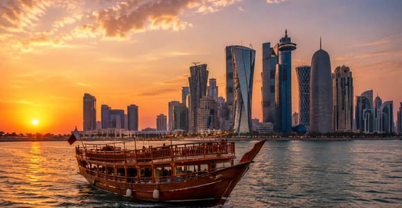 Doha: Sunset Serenade Skyline Dhow Cruise with Buffet Dinner