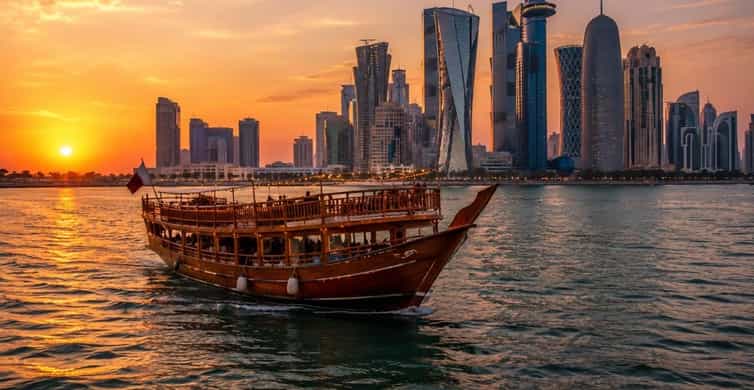 Doha: Sunset Serenade Skyline Dhow Cruise with Buffet Dinner