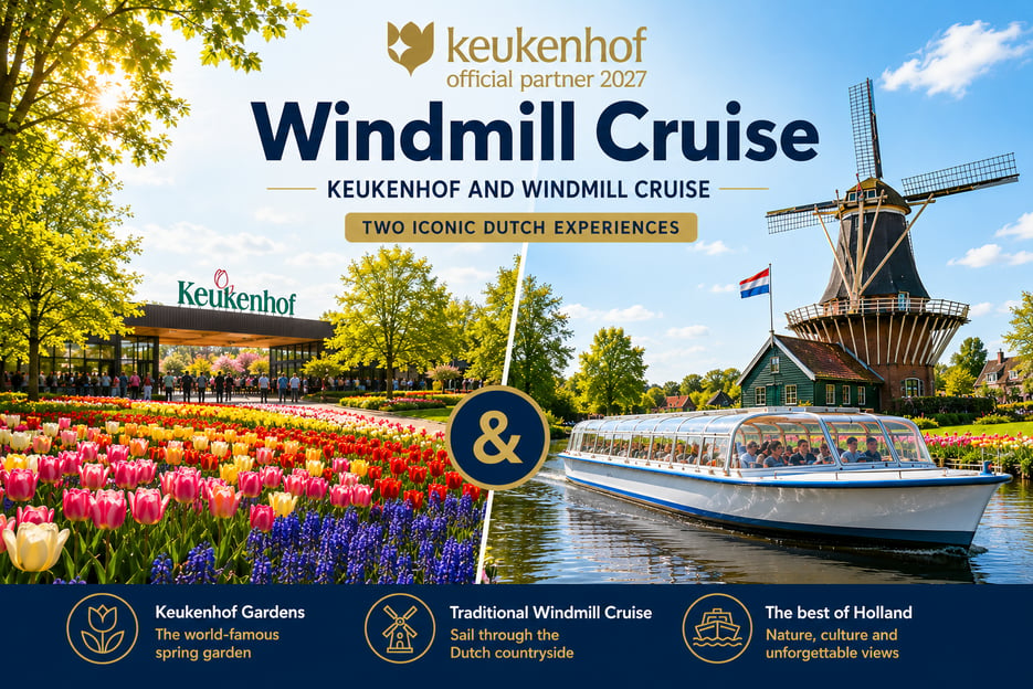 Amsterdam: Keukenhof Tour + Windmill Cruise Flexible Return