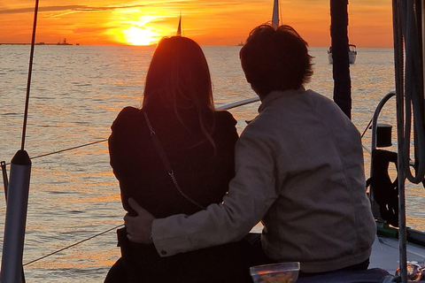 Lisbon: Sunset Sailing with Portuguese Wine and HistoryShared Sunset Tour