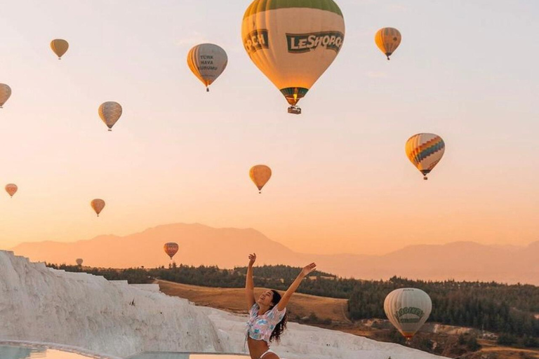 Antalya: Pamukkale Guided Tour With Optional Balloon Flight Pamukkale Balloon Only w/Transfer from Pamukkale Hotels