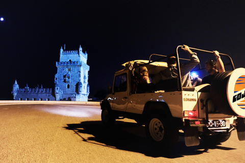 LISBON SUNSET TO NIGHT i vintagejeep med dryck ombord