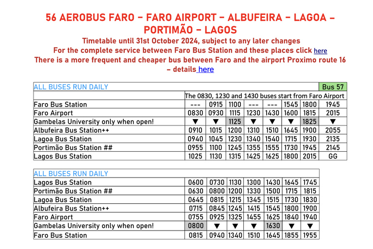 Faro Airport: Comfortable bus transfer to/from LagosSingle from Lagos to Faro Airport