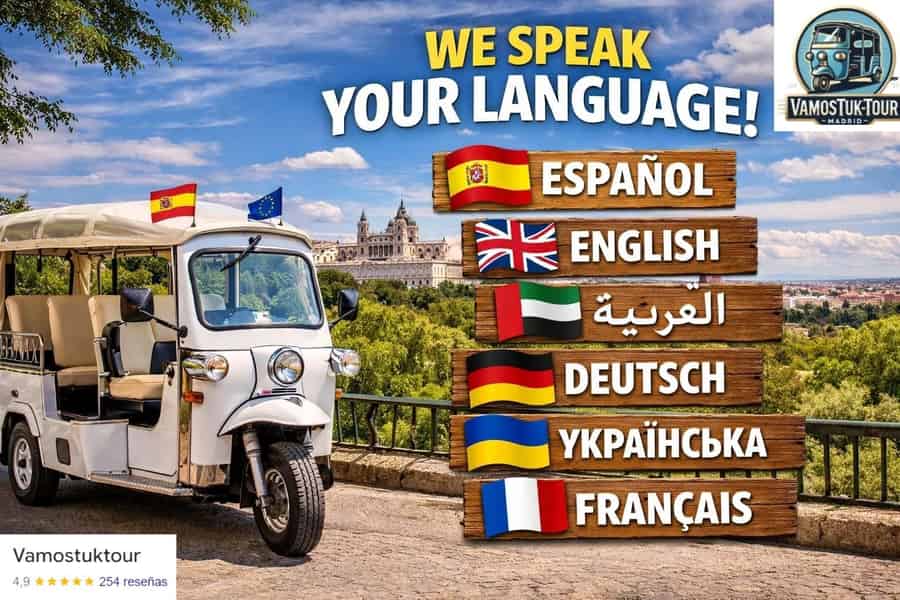 „Madrid einmal anders erleben: eine Premium-Privattour mit dem Tuk Tuk“. Foto: GetYourGuide „Madrid einmal anders erleben: eine Premium-Privattour mit dem Tuk Tuk“. Foto: GetYourGuide
