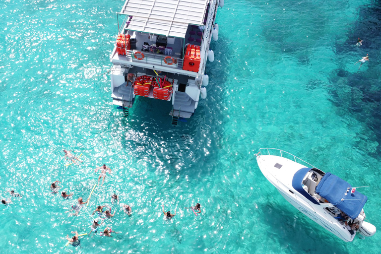 Malta: Comino Catamaran Cruise with Blue & Crystal Lagoon Morning or afternoon Half day cruise with 2 swimming stops