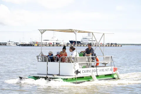 Cairns: Pontoon Boat Hire with Optional BBQ and Fishing Hire