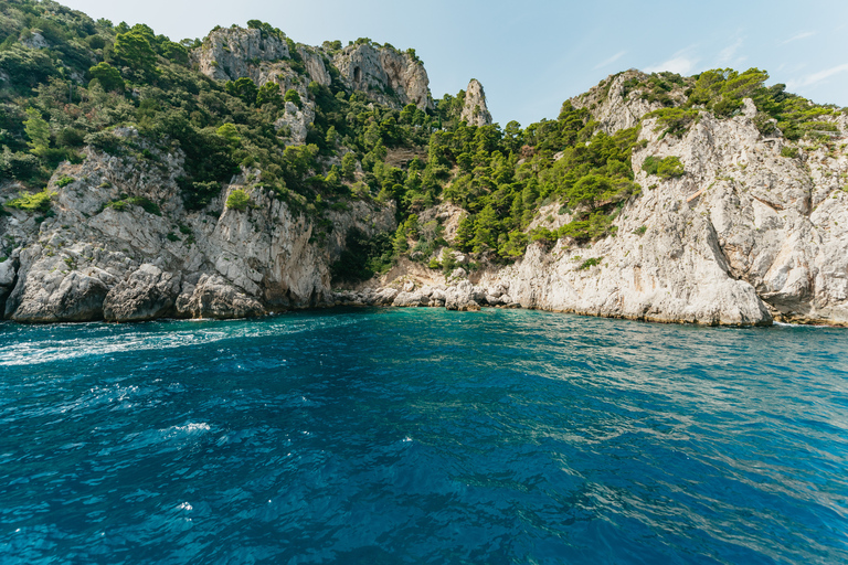 Sorrento : journée en bateau sur la côte et à CapriOption avec prise en charge à l'hôtel et arrêt baignade