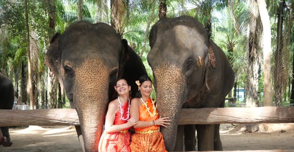 Krabi: Elephant Feeding Program with Traditional Thai Dress