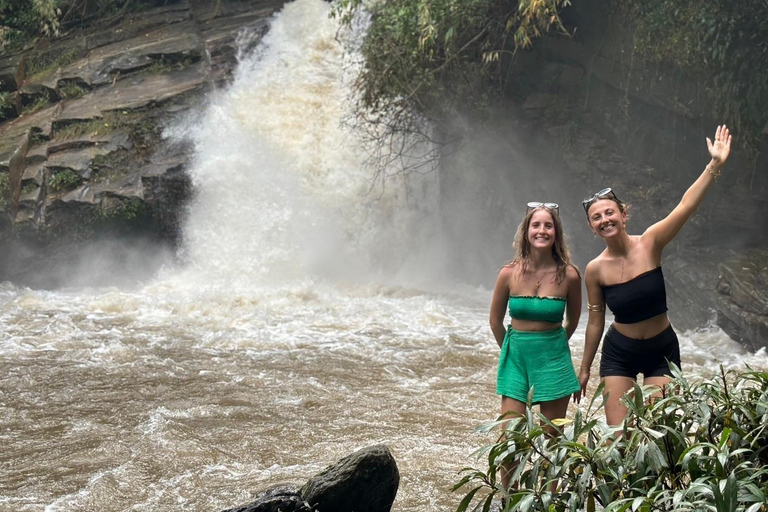 Chiang Mai: Santuário de elefantes, cascata e excursão de raftingServiço de busca no hotel