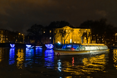 Amsterdam: Officiële Lichtfestival grachtenrondvaart met drankje