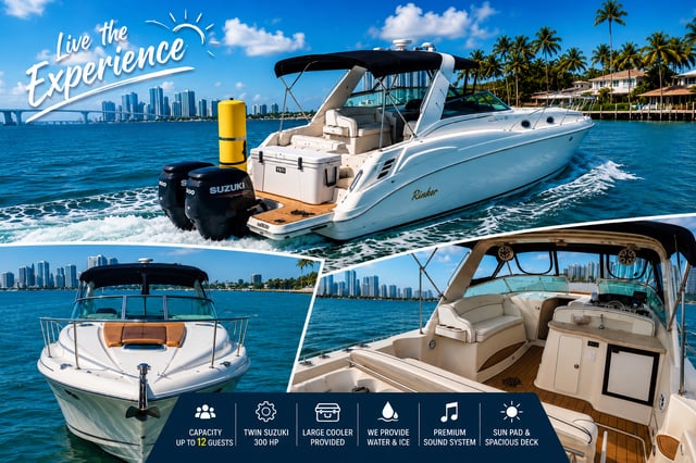 Yate privado en Miami: champán y paisaje urbano