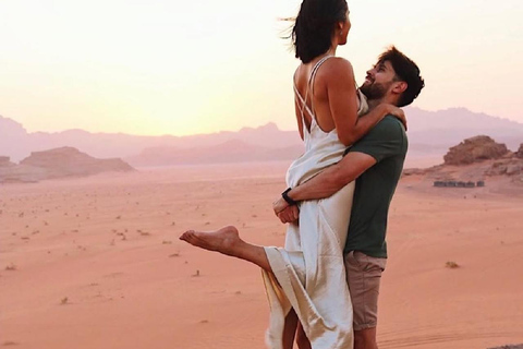 overnight: sleep under the stars in the cave in Wadi Rum Protected Area Caml tour