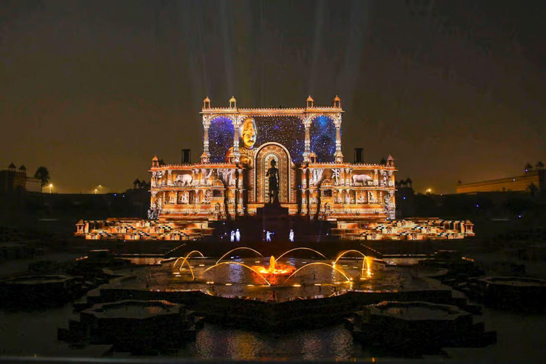 Delhi: Akshardham Temple Tour with Water & Light Show by Car Akshardham Water & Light Show with Old Delhi Tour