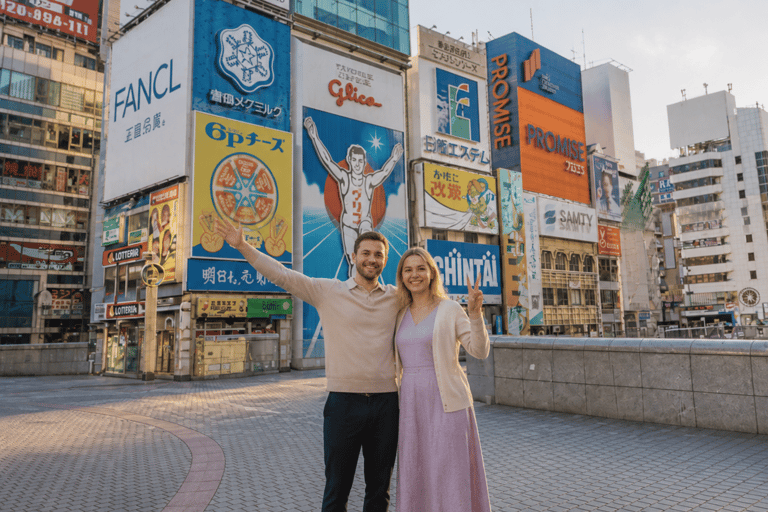 Osaka Dotonbori: Morning Glico Osaka castle Crowd-Free Tour Dotonbori Glico