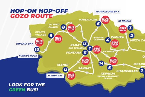 Från Valetta: Katamaranutflykt med sightseeing med hop-on hop-off Gozo