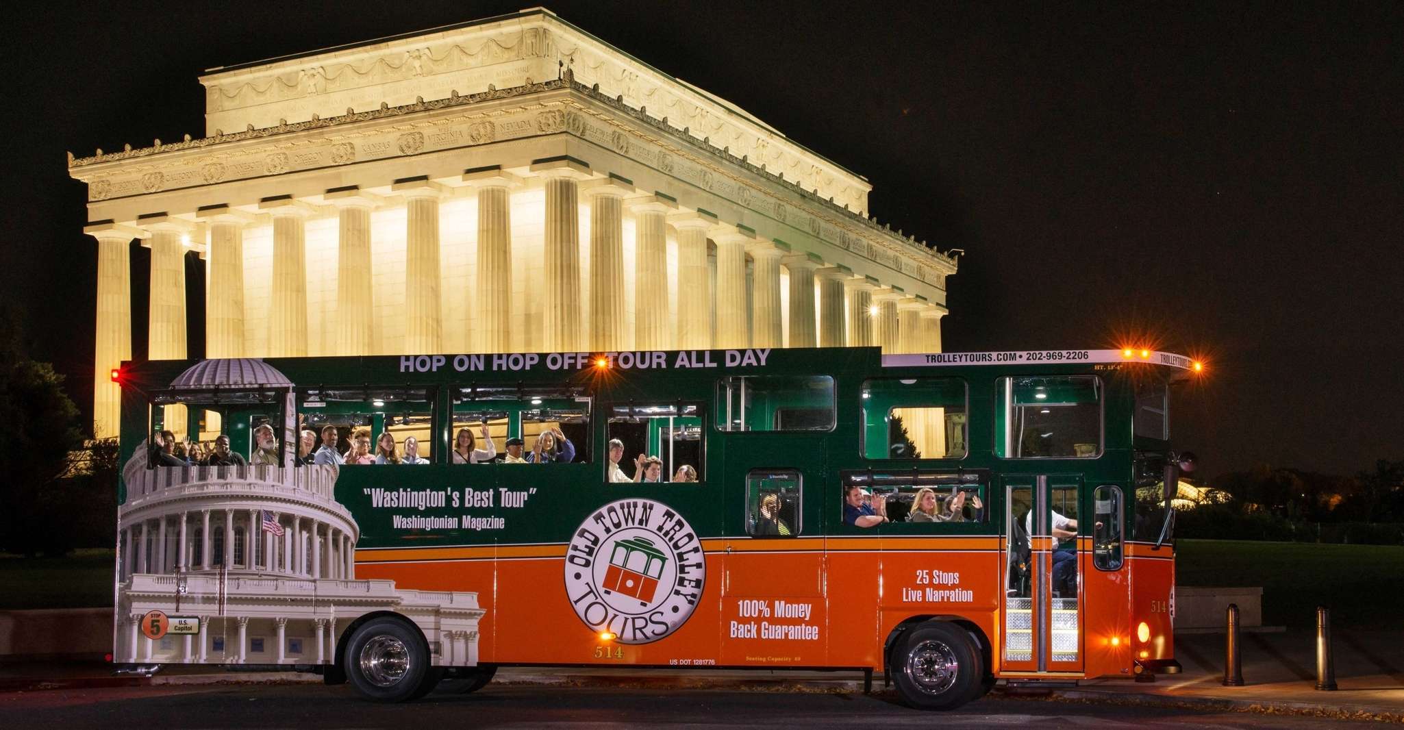 Washington DC, Monuments by Moonlight Nighttime Trolley Tour - Hizvo