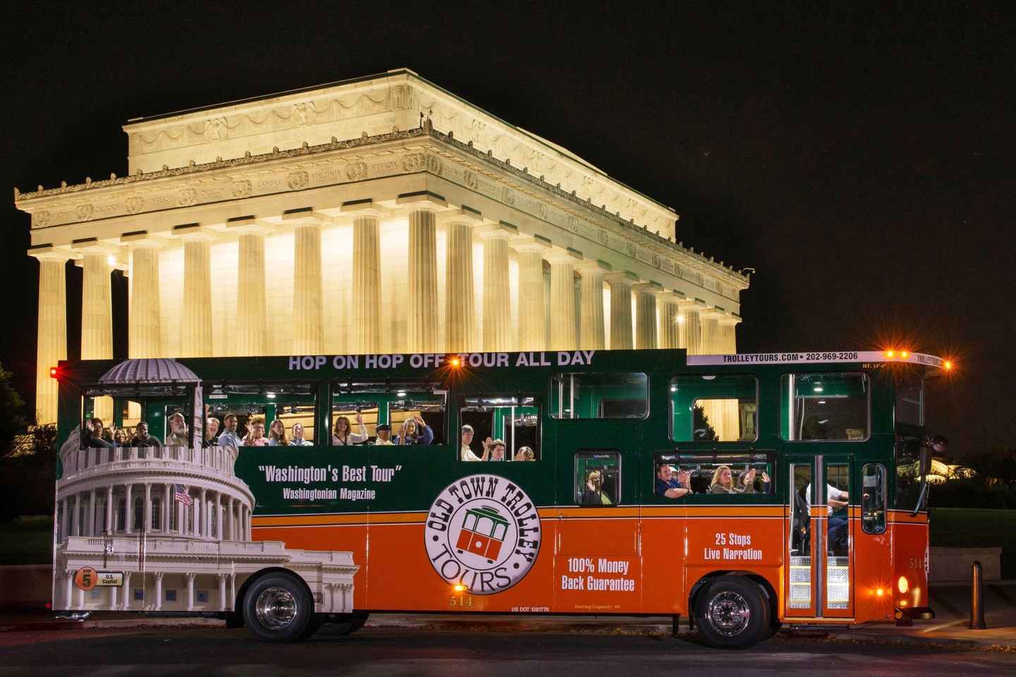 Washington DC: Monuments by Moonlight Nighttime Trolley Tour - Tour with Departure from Union Station