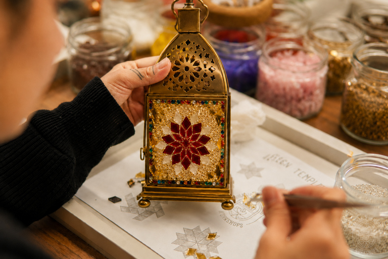 Marrakech: Original Moroccan Mosaic Lamp Workshop & Snacks Start Pickup with Tuk Tuk – Mosaic Lamp Workshop
