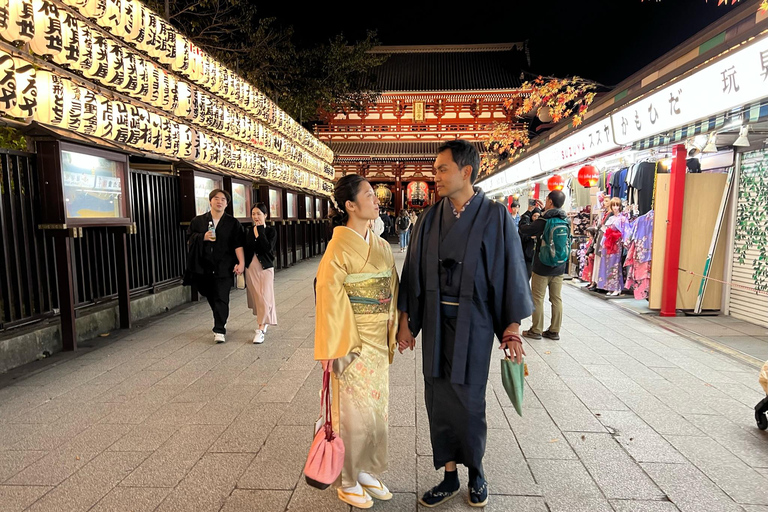 Kimono y comida japonesa en la Noche de Asakusa