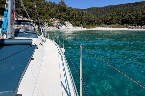 From Skopelos: Relaxed Open-Sail Day with Swimming & SUP Private Sailing Experience