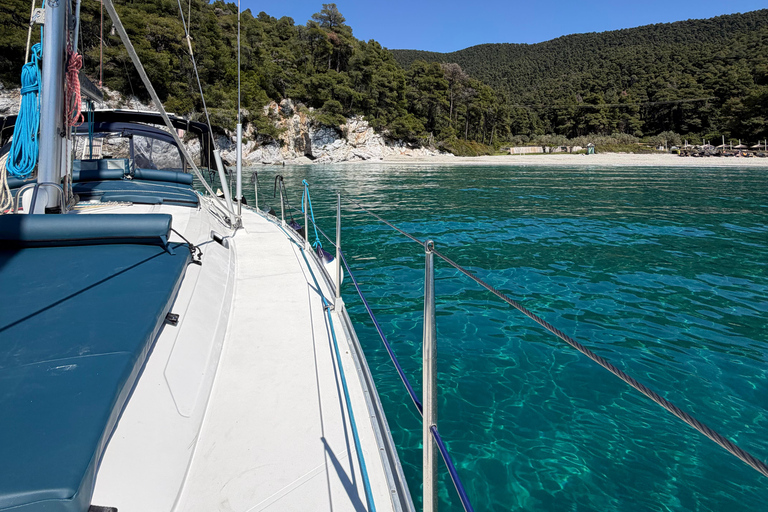From Skopelos: Relaxed Open-Sail Day with Swimming & SUP Private Sailing Experience