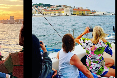 Lisboa: Passeio de Barco ao Pôr-do-Sol no Rio Tejo com Welcome DrinkLisboa: Passeio de barco ao pôr do sol no rio Tejo com Welcome Drink